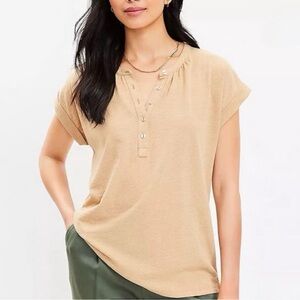 LOFT Tan Dolman Henley Top - Medium